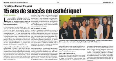 15 ans de succès en esthétique
