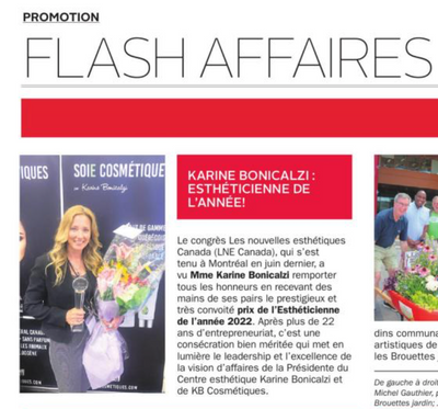 Récipiendaire du prix "Esthéticienne de l'année 2022"